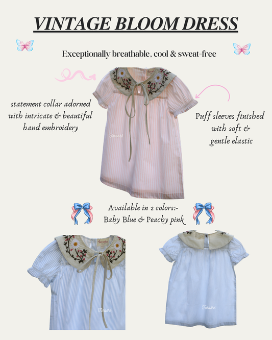 Vintage Bloom Dress (Blue)